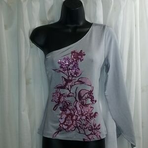 GrayPurple One-Shoulder Cocktail party Top